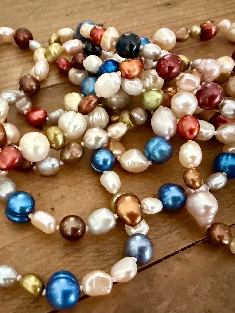 JTV 60" MULTICOLORED CULTURED FRESHWATER PEARL ENDLESS STRAND NECKLACE - Picture 2 of 4
